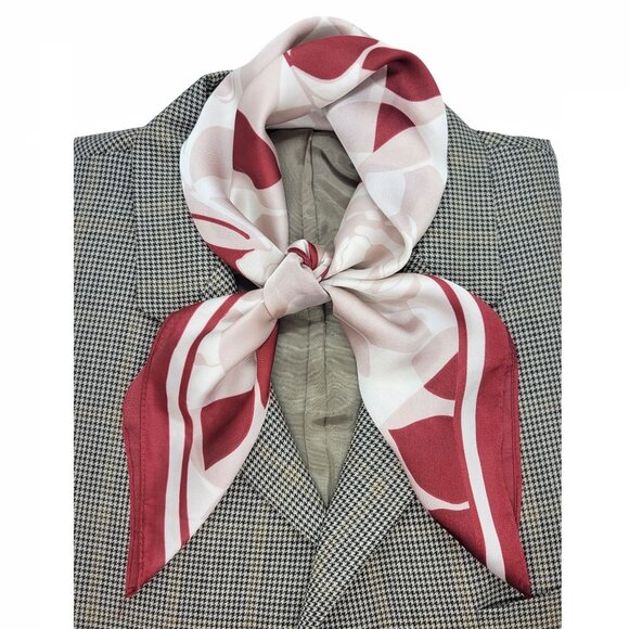 Unbranded Other - Luxury Silk Feel Scarf Pink White Black Abstract Geometric Floral Square Bandana